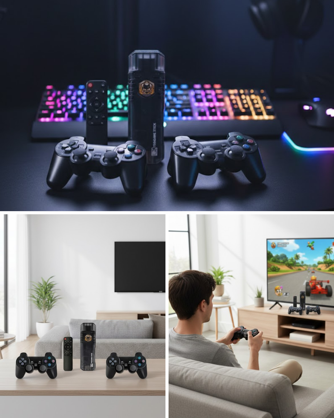 Kablosuz Gamepad Denetleyici Çift Sistem Retro Oyun Konsolu HDMI Uyumlu HD Çıkışlı