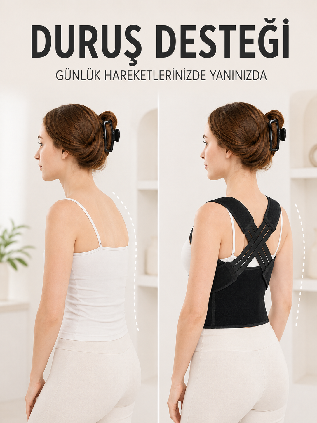 Postür Dik Duruş Korsesi Sırt Destekli Ayarlanabilir Lastikli Bel Korsesi