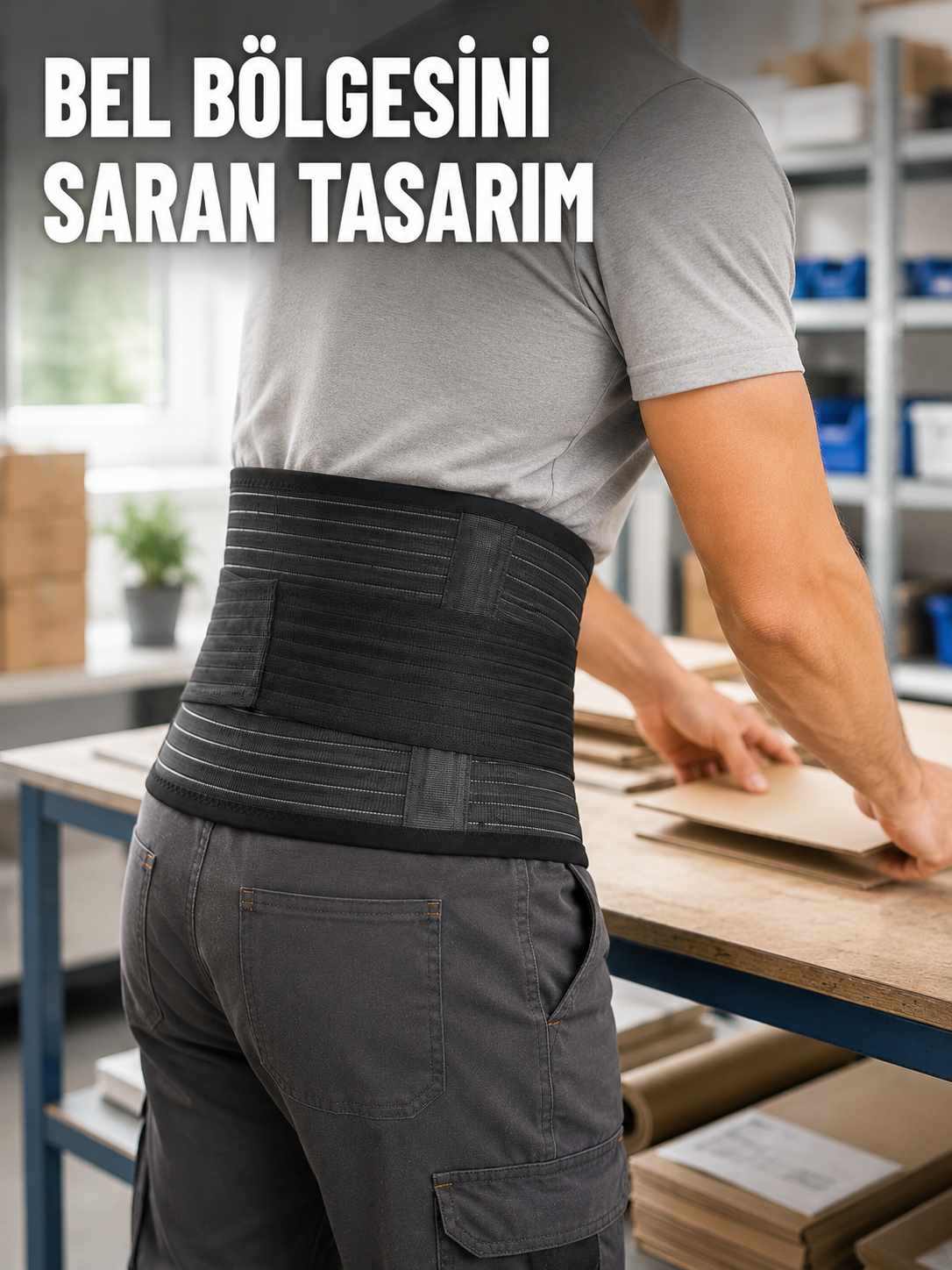Çalışma Korsesi Güçlendirilmiş Elastik Bantlı Ayarlanabilir Bel Desteği