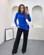 YIRTMAÇLI BLUZ NHR MAVİ - Görsel 4